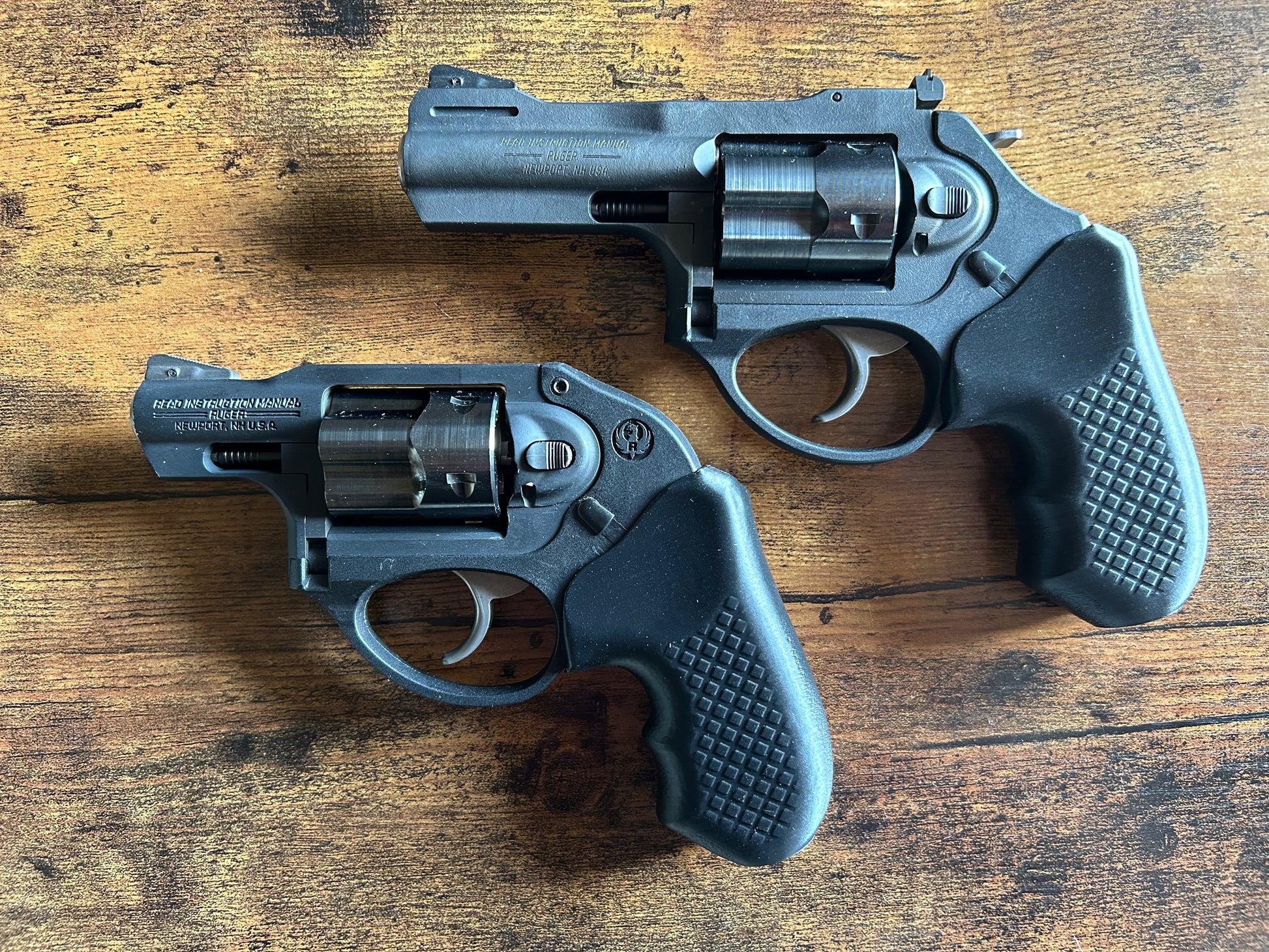"Zero-compromise" concealed carry grips for the Ruger LCR and LCRx revolvers. Before, wheelgun folks had to choose between shooting comfort (rubber grips) or carry comfort (wood or G10 grips). Recoil Rider revolver grips provide both, featuring the recoil absorption of rubber grips with the snag-free comfort of wooden grips. Plus, they reduce the weight for easier carry. If you're carrying your revolver AIWB or in the pocket, these utilitarian grips will provide a superior shooting and CCW experience.