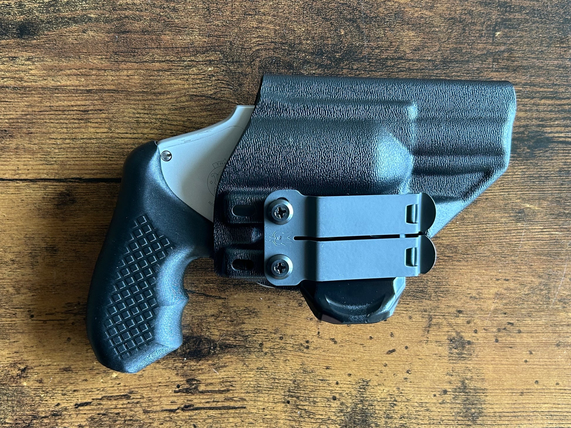 Concealed carry grips for the Smith and Wesson J-Frame line. Before, wheelgun folks had to choose between shooting comfort (rubber grips) or carry comfort (wood or G10 grips). Recoil Rider revolver grips provide both, featuring the recoil absorption of rubber grips with the snag-free comfort of wooden grips. Plus, they reduce the weight for easier carry and improve the grip angle of your S&W J-Frame for a more natural point-of-aim. Easily carry your revolver AIWB or in the pocket.