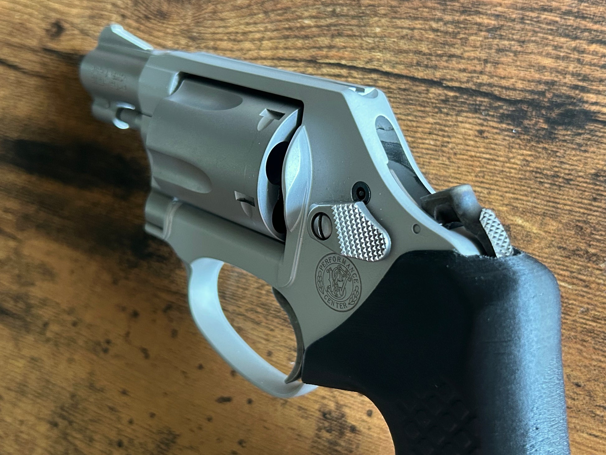Concealed carry grips for the hammered Smith & Wesson J-Frame DASA line. Before, wheelgun folks had to choose between shooting comfort (rubber grips) or carry comfort (wood or G10 grips). Recoil Rider revolver grips provide both, featuring the recoil absorption of rubber grips with the snag-free comfort of wooden grips. Plus, they reduce the weight for easier carry and improve the grip angle of your hammered S&W J-Frame for a more natural point-of-aim. For pocket carry and AIWB.