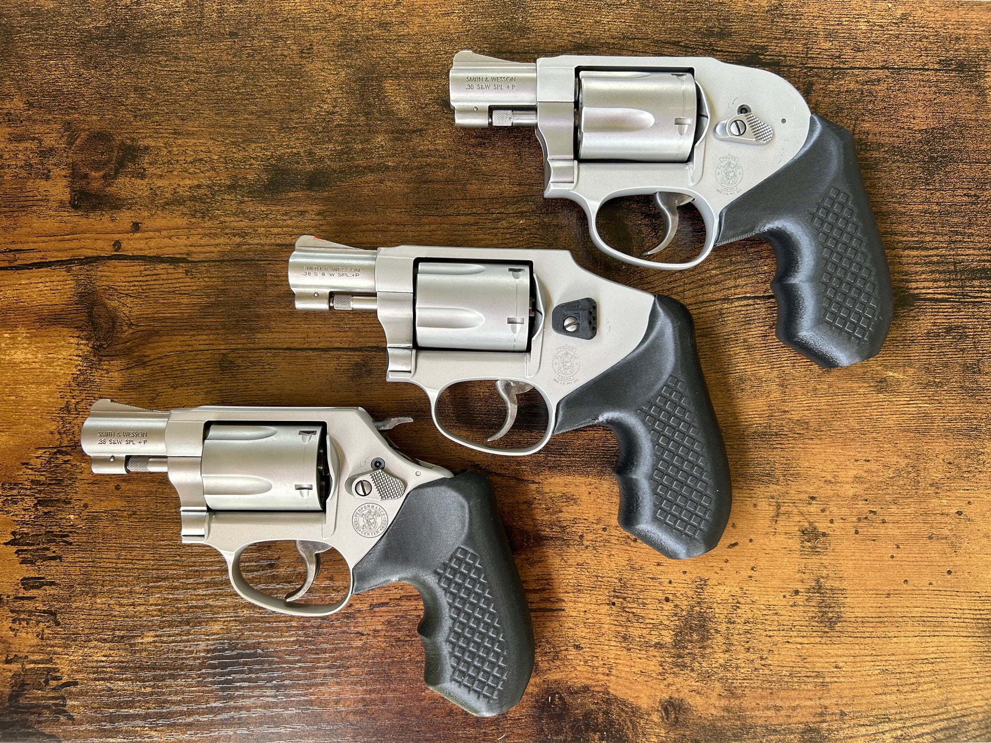 Concealed carry grips for the Smith and Wesson J-Frame line. Before, wheelgun folks had to choose between shooting comfort (rubber grips) or carry comfort (wood or G10 grips). Recoil Rider revolver grips provide both, featuring the recoil absorption of rubber grips with the snag-free comfort of wooden grips. Plus, they reduce the weight for easier carry and improve the grip angle of your S&W J-Frame for a more natural point-of-aim. Easily carry your revolver AIWB or in the pocket.