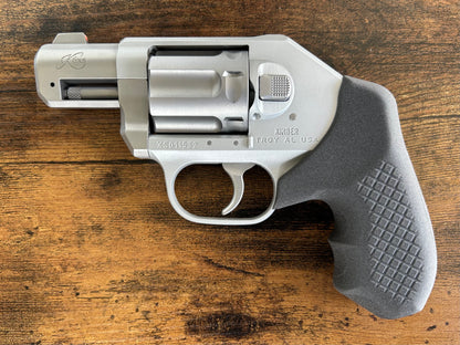 "Zero-compromise" concealed carry grips for the Kimber K6XS. Before, wheelgun folks had to choose between shooting comfort (rubber grips) or carry comfort (wood or G10 grips). Recoil Rider revolver grips provide both, featuring the recoil absorption of rubber grips with the snag-free comfort of wooden grips. Plus, they reduce the weight for easier carry. If you're carrying your revolver AIWB or in the pocket, these utilitarian grips will provide a superior shooting and CCW experience.