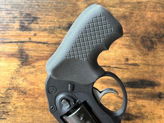 For the ultra-minimalist revolver user who conceal-carries in the pocket: Ultra-concealable boot grips for the Ruger LCR and LCRx line, optimized for pocket-carry. Recoil Rider grips are the the lightest boot grips available for the LCR, plus they absorb recoil with a slim profile and a snag-free draw. They cover the backstrap to optimize trigger reach, and feature an intuitive grip angle for a natural point-of-aim. If you're carrying your revolver the pocket, these boot grips are for you.
