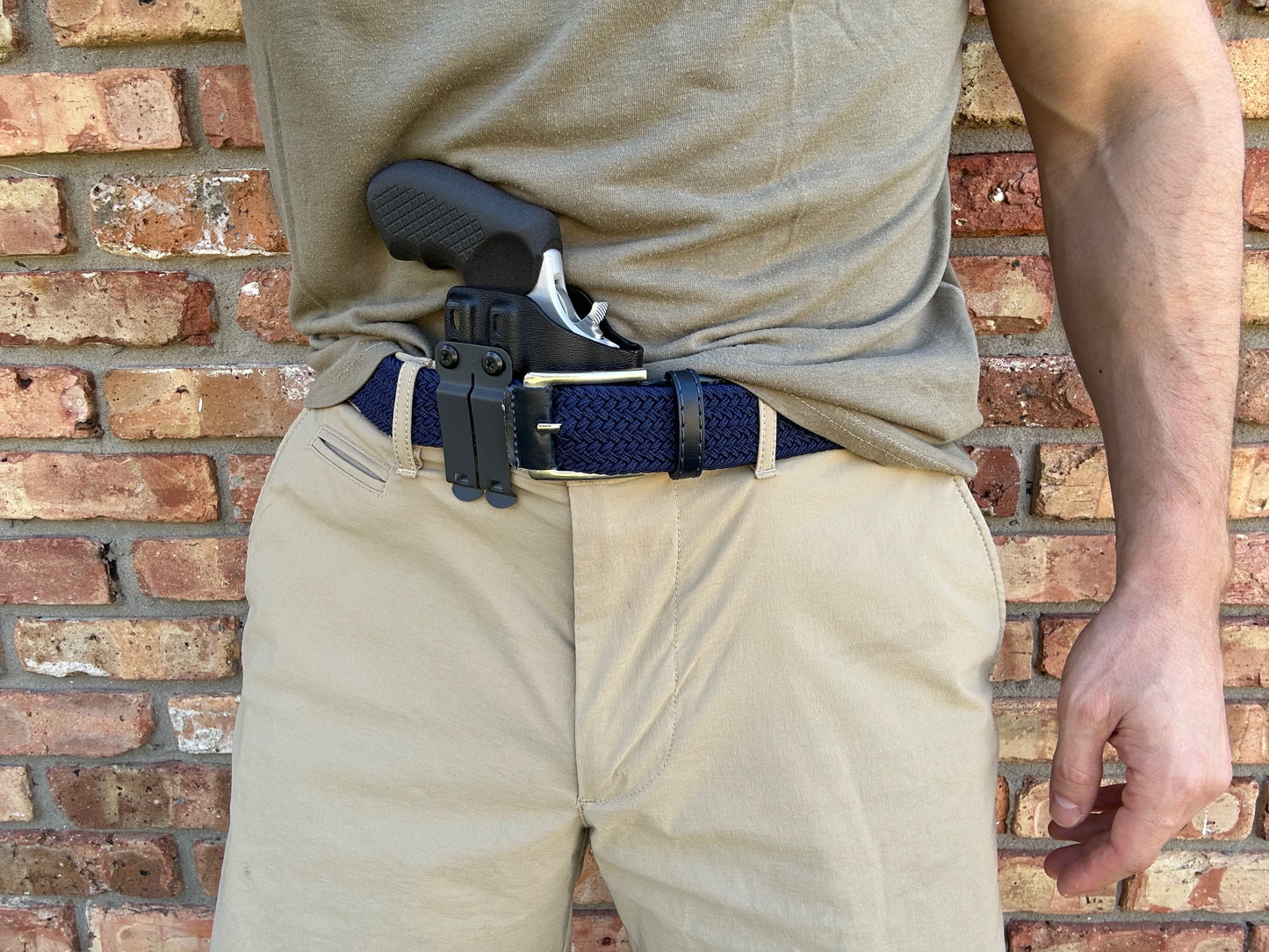 Taurus 856 with Recoil Rider CCW Grips in the Harry's Holster Icon 2.0 for appendix carry.