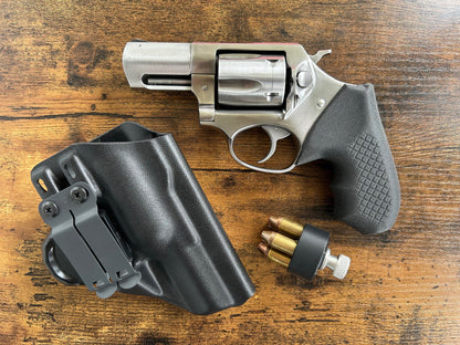 Recoil Rider CCW grips for the Ruger SP101 revolver in the Harry's Holster Icon 2.0 kydex holster.