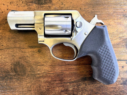 Ruger SP101 with Recoil Rider revolver grips. Hammer is in the cocked position to demonstrate full clearance in single action only.