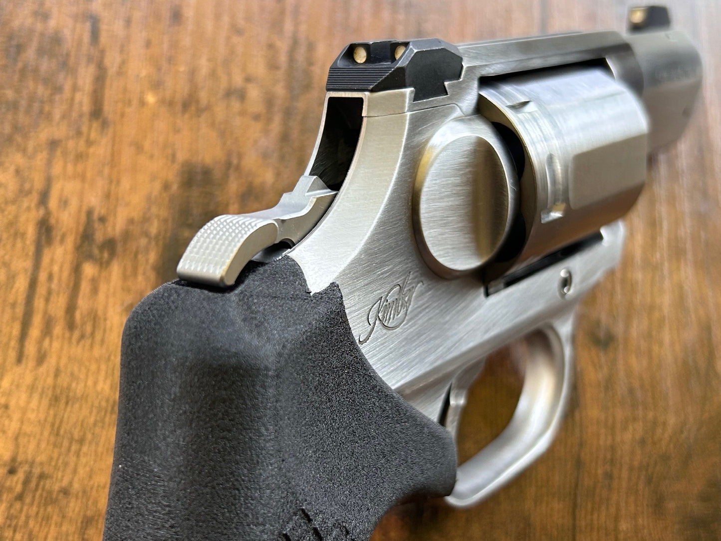 "Zero-compromise" concealed carry grips for the Kimber K6XS and K6S revolver line. Before, wheelgun folks had to choose between shooting comfort (rubber grips) or carry comfort (wood or G10 grips). Recoil Rider revolver grips provide both, featuring the recoil absorption of rubber grips with the snag-free comfort of wooden grips. Plus, they reduce the weight for easier carry. If you're carrying your revolver AIWB or in the pocket, these utilitarian grips will provide a superior shooting and CCW experience. 