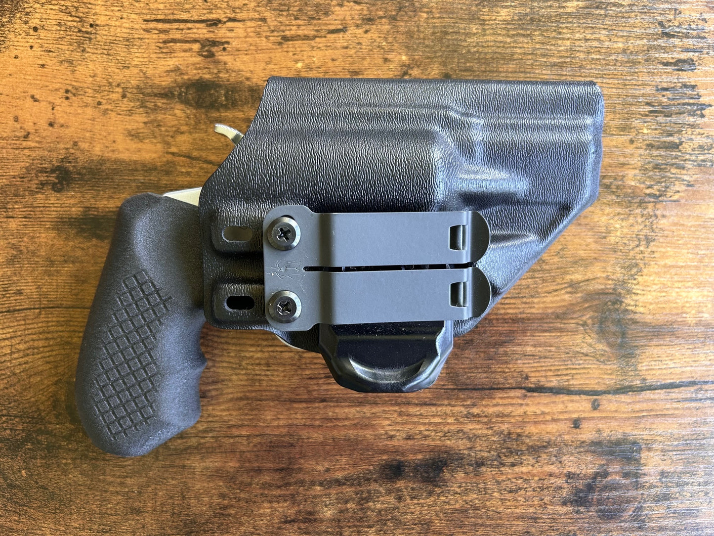 Taurus 856 with Recoil Rider CCW Grips in the Harry's Holster Icon 2.0 for appendix carry.