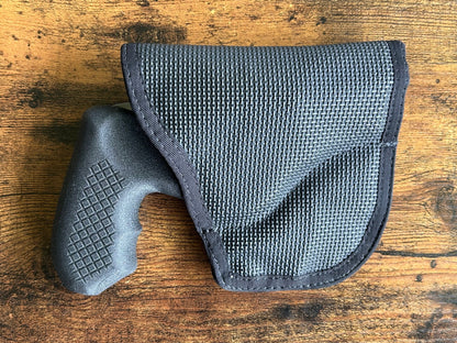 Recoil Rider CCW grips for Charter Arms revolvers in the DeSantis Gunhide pocket holster.